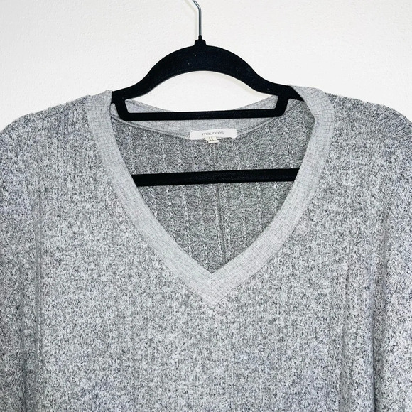 Maurices Light Gray Dolman Sleeve V-neck Oversized Sweater Small Medium Women’s - Picture 3 of 11